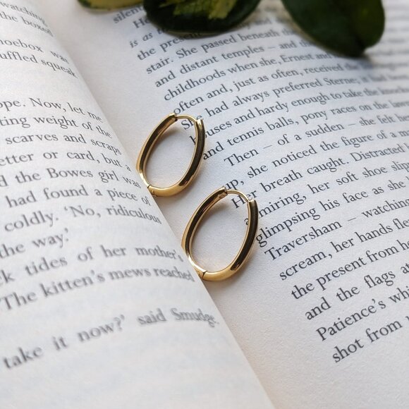 Waterproof Gold Jewelry Tarnish Free - Meivim Teardrop Hoop Earring - Picture 4 of 6